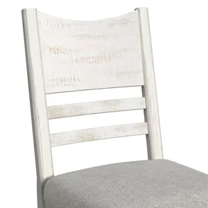 Rogen Rustic Dining Side Chair with Grey Fabric in Rustic White (2 Per Carton)