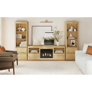 Rosalie KIT - 71\" TV Console with Fireplace Insert in Natural