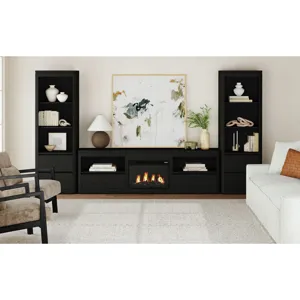 Rosalie 82\" TV Console with Fireplace Insert in Black