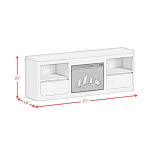 Rosalie KIT - 71\" TV Console with Fireplace Insert in Natural