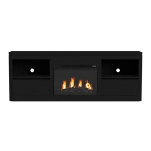 Rosalie 71\" TV Console with Fireplace Insert in Black