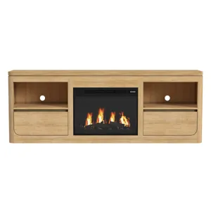 Rosalie KIT - 71\" TV Console with Fireplace Insert in Natural