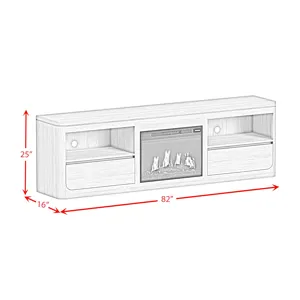 Rosalie 82\" TV Console with Fireplace Insert in Black