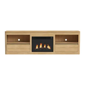 Rosalie 82\" TV Console with Fireplace Insert in Natural