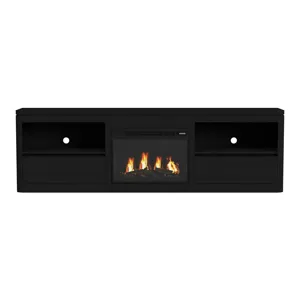 Rosalie 82\" TV Console with Fireplace Insert in Black
