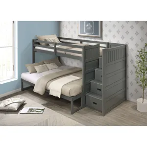 Sami Twin Over Full Step Bunk with Right HB in Grey