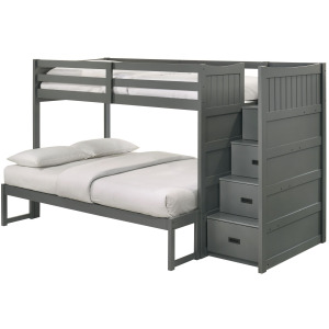 Sami Twin Over Full Step Bunk with Right HB in Grey