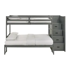 Sami Twin Over Full Step Bunk with Right HB in Grey