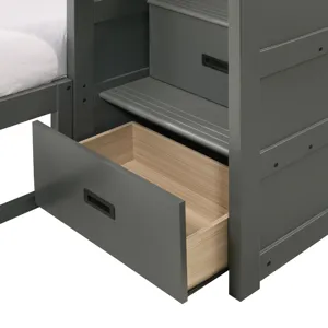 Sami Twin Over Full Step Bunk with Right HB in Grey