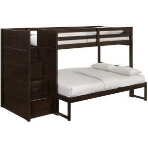 Sami Twin Over Full Step Bunk with Left HB in Espresso