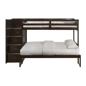 Sami Twin Over Full Step Bunk with Left HB in Espresso