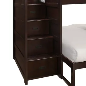 Sami Twin Over Full Step Bunk with Left HB in Espresso