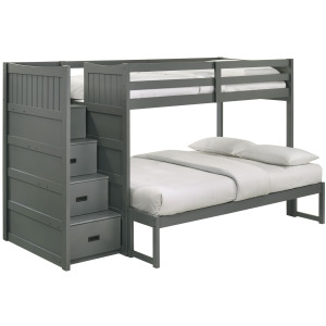 Sami Twin Over Full Step Bunk with Left HB in Grey