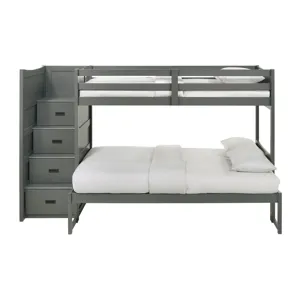 Sami Twin Over Full Step Bunk with Left HB in Grey