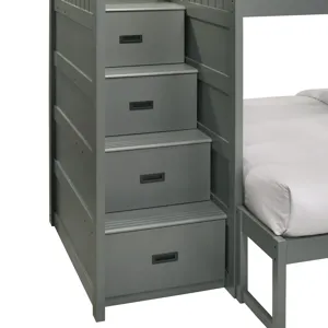 Sami Twin Over Full Step Bunk with Left HB in Grey