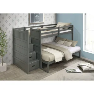 Sami Twin Over Full Step Bunk with Left HB in Grey