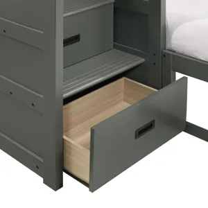 Sami Twin Over Full Step Bunk with Left HB in Grey
