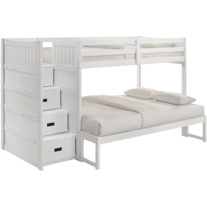Sami Twin Over Full Step Bunk with Left HB in White