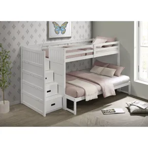 Sami Twin Over Full Step Bunk with Left HB in White