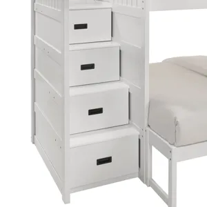 Sami Twin Over Full Step Bunk with Left HB in White