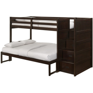 Sami Twin Over Full Step Bunk with Right HB in Espresso
