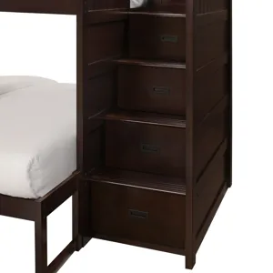 Sami Twin Over Full Step Bunk with Right HB in Espresso