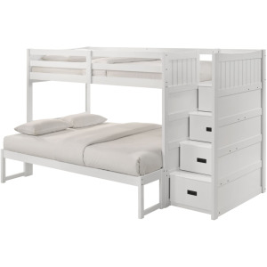 Sami Twin Over Full Step Bunk with Right HB in White