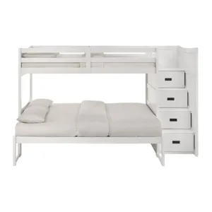 Sami Twin Over Full Step Bunk with Right HB in White