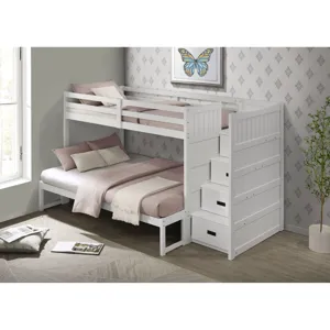 Sami Twin Over Full Step Bunk with Right HB in White