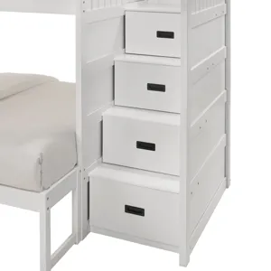 Sami Twin Over Full Step Bunk with Right HB in White