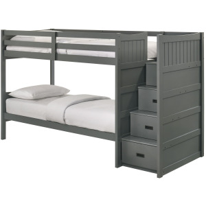 Sami Twin Over Twin Step Bunk with Right HB in Grey