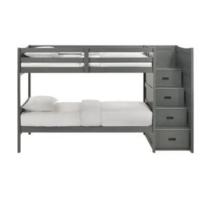 Sami Twin Over Twin Step Bunk with Right HB in Grey