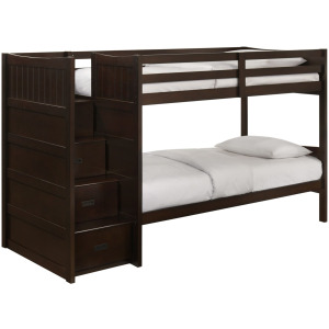 Sami Twin Over Twin Step Bunk with Left HB in Espresso