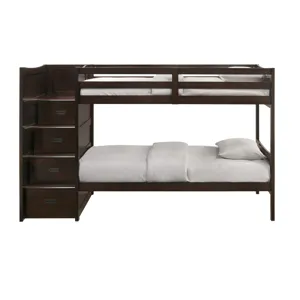 Sami Twin Over Twin Step Bunk with Left HB in Espresso
