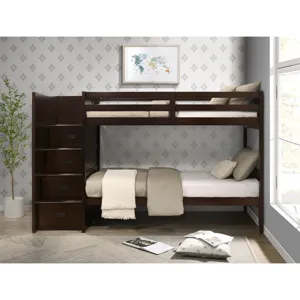 Sami Twin Over Twin Step Bunk with Left HB in Espresso
