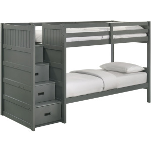 Sami Twin Over Twin Step Bunk with Left HB in Grey