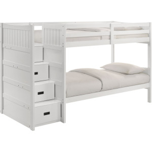 Sami Twin Over Twin Step Bunk with Left HB in White