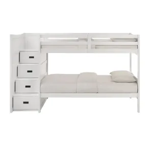 Sami Twin Over Twin Step Bunk with Left HB in White