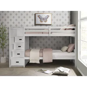 Sami Twin Over Twin Step Bunk with Left HB in White