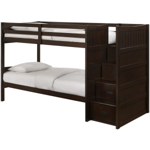 Sami Twin Over Twin Step Bunk with Right HB in Espresso