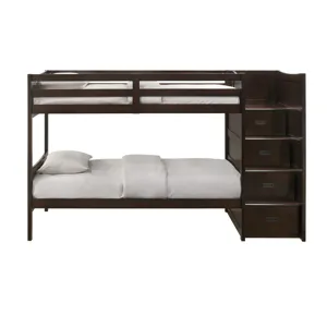 Sami Twin Over Twin Step Bunk with Right HB in Espresso