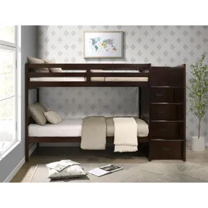 Sami Twin Over Twin Step Bunk with Right HB in Espresso