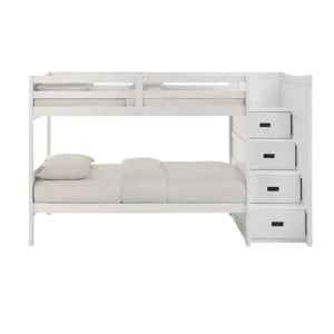 Sami Twin Over Twin Step Bunk with Right HB in White