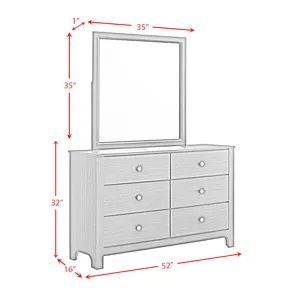 Sami Youth Dresser and Mirror Set in White