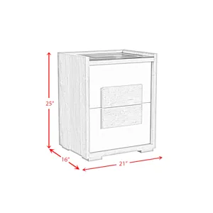 San Matteo 2-Drawer Nightstand with Wireless Charging, USB, and LED in Dual Tone