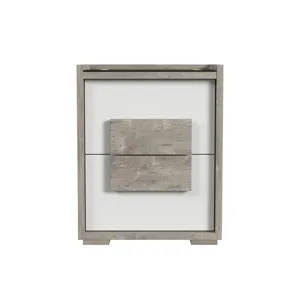 San Matteo 2-Drawer Nightstand with Wireless Charging, USB, and LED in Dual Tone