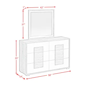 San Matteo Dresser and Mirror Set in Dual Tone