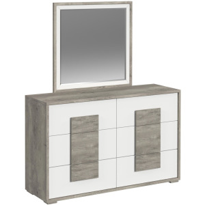San Matteo Dresser and Mirror Set in Dual Tone