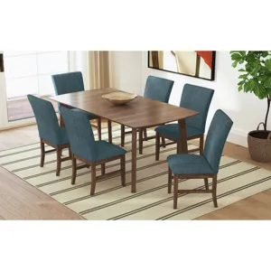 Santa Barbara Dining Side Chair with Denim Blue Fabric in Walnut (2 Per Carton)