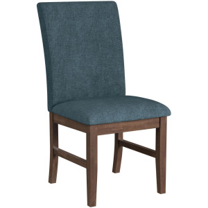 Santa Barbara Dining Side Chair with Denim Blue Fabric in Walnut (2 Per Carton)